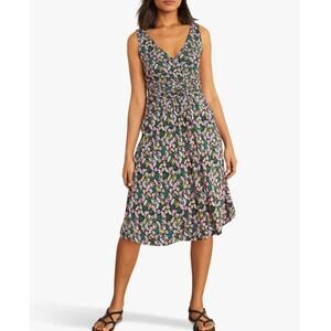 Anthropologie Boden Effie V-Neck Sleeveless Jersey Dress Knee Length Leaf size 6